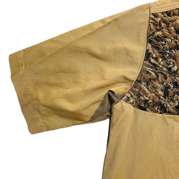 Flint River Outdoor Wear XXL Mens Hunting Shirt Tan w/Camo Right Rifle Padding - Picture 2 of 16